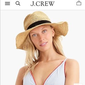 J. Crew wide brim packable straw hat NWT